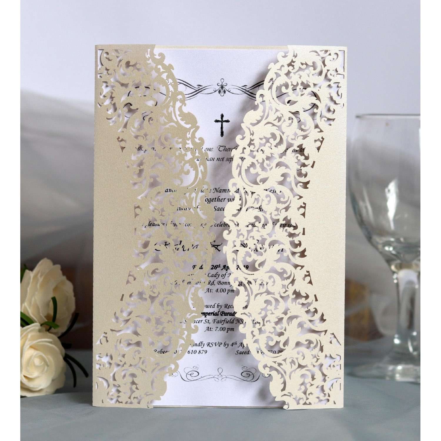 Wedding Invitation Rectangle Laser Blessing Card Lace Card 2020